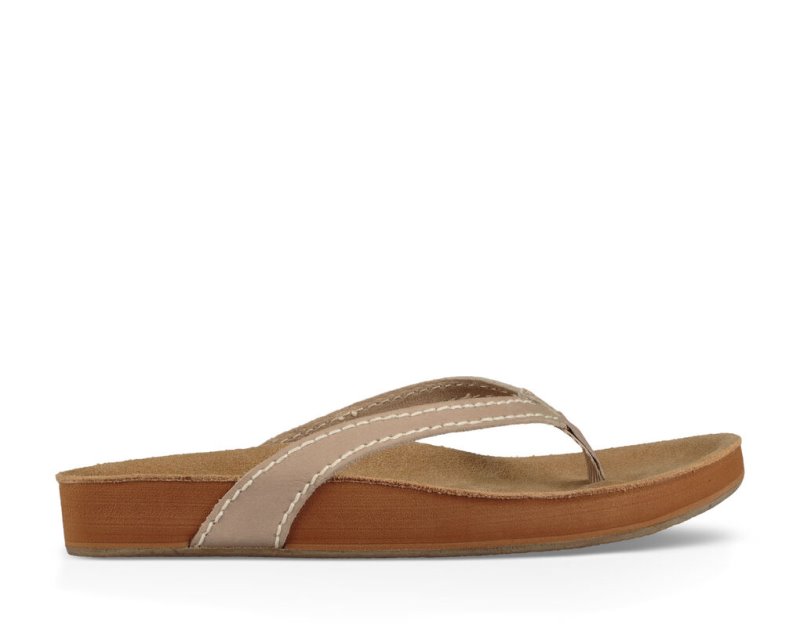 Tong Sanuk She Loungey Cuir Femme - Marron LZBOAH310